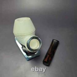 MBSD Meerschaum Silver Part Rusticated Rhodesian Block Meerschaum Pipe, New