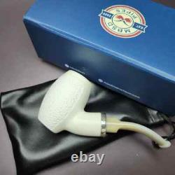 MBSD Meerschaum Silver Reverse Calabash Barrel Block Meerschaum Pipe