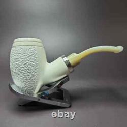 MBSD Meerschaum Silver Reverse Calabash Barrel Block Meerschaum Pipe