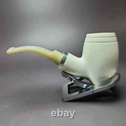 MBSD Meerschaum Silver Reverse Calabash Barrel Block Meerschaum Pipe
