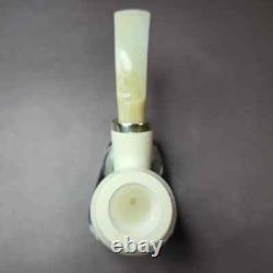 MBSD Meerschaum Silver Reverse Calabash Barrel Block Meerschaum Pipe