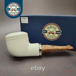 MBSD Meerschaum Silver Reverse Calabash Bullcap Block Meerschaum Pipe, New