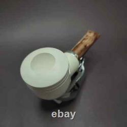 MBSD Meerschaum Silver Reverse Calabash Bullcap Block Meerschaum Pipe, New