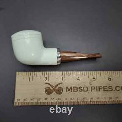 MBSD Meerschaum Silver Reverse Calabash Bullcap Block Meerschaum Pipe, New