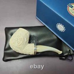 MBSD Meerschaum Silver Reverse Calabash Floral Brandy Block Meerschaum Pipe