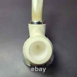 MBSD Meerschaum Silver Reverse Calabash Floral Brandy Block Meerschaum Pipe