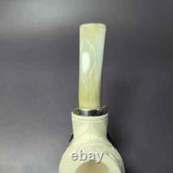 MBSD Meerschaum Silver Reverse Calabash Floral Brandy Block Meerschaum Pipe