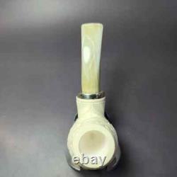 MBSD Meerschaum Silver Reverse Calabash Floral Brandy Block Meerschaum Pipe