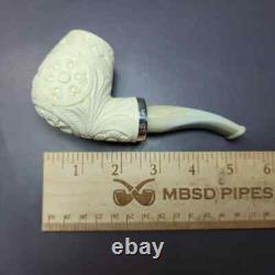 MBSD Meerschaum Silver Reverse Calabash Floral Brandy Block Meerschaum Pipe
