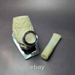 MBSD Meerschaum Silver Reverse Calabash Floral Brandy Block Meerschaum Pipe