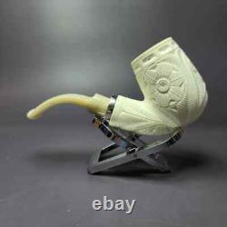 MBSD Meerschaum Silver Reverse Calabash Floral Brandy Block Meerschaum Pipe, New