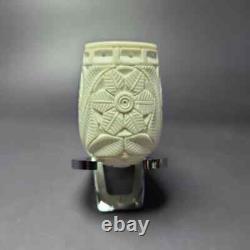 MBSD Meerschaum Silver Reverse Calabash Floral Brandy Block Meerschaum Pipe, New