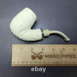 MBSD Meerschaum Silver Reverse Calabash Floral Brandy Block Meerschaum Pipe, New