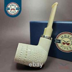 MBSD Meerschaum Silver Reverse Calabash Lattice Stack Block Meerschaum Pipe