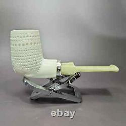 MBSD Meerschaum Silver Reverse Calabash Lattice Stack Block Meerschaum Pipe