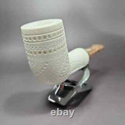 MBSD Meerschaum Silver Reverse Calabash Lattice Stack Block Meerschaum Pipe