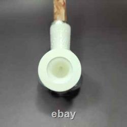 MBSD Meerschaum Silver Reverse Calabash Lattice Stack Block Meerschaum Pipe