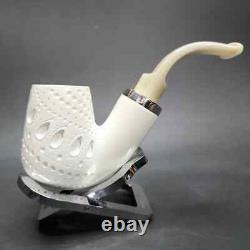 MBSD Meerschaum Silver Reverse Calabash Oom Paul Block Meerschaum Pipe