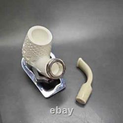 MBSD Meerschaum Silver Reverse Calabash Oom Paul Block Meerschaum Pipe