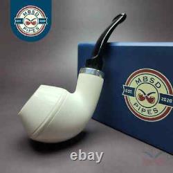 MBSD Meerschaum Silver Reverse Calabash Rhodesian Block Meerschaum Pipe