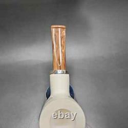 MBSD Meerschaum Silver Reverse Calabash Stack Billiard Block Meerschaum Pipe