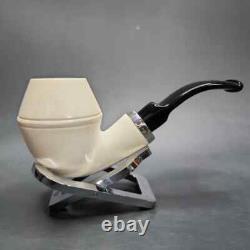 MBSD Meerschaum Silver Reverse Calabash Stubby Rhodesian Block Meerschaum Pipe