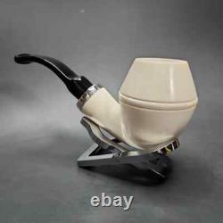 MBSD Meerschaum Silver Reverse Calabash Stubby Rhodesian Block Meerschaum Pipe