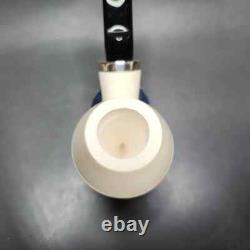 MBSD Meerschaum Silver Reverse Calabash Stubby Rhodesian Block Meerschaum Pipe