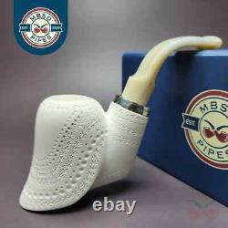 MBSD Meerschaum Silver Reverse Calabash Volcano Sitter Block Meerschaum Pipe