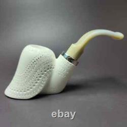 MBSD Meerschaum Silver Reverse Calabash Volcano Sitter Block Meerschaum Pipe