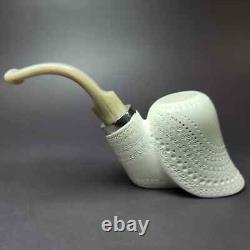 MBSD Meerschaum Silver Reverse Calabash Volcano Sitter Block Meerschaum Pipe