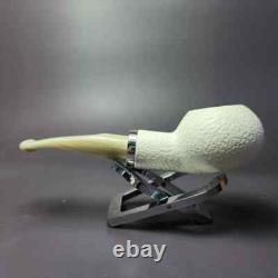 MBSD Meerschaum Silver Rusticated Author Block Meerschaum Pipe, New