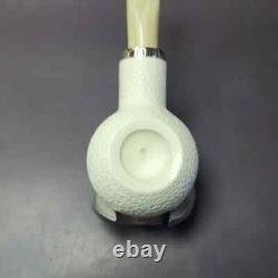 MBSD Meerschaum Silver Rusticated Author Block Meerschaum Pipe, New