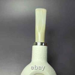 MBSD Meerschaum Silver Rusticated Author Block Meerschaum Pipe, New