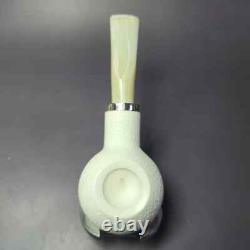 MBSD Meerschaum Silver Rusticated Author Block Meerschaum Pipe, New