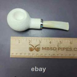 MBSD Meerschaum Silver Rusticated Author Block Meerschaum Pipe, New