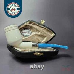 MBSD Meerschaum Silver Smooth Cutty with Case Block Meerschaum Pipe, New