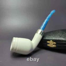 MBSD Meerschaum Silver Smooth Cutty with Case Block Meerschaum Pipe, New
