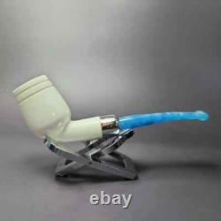 MBSD Meerschaum Silver Smooth Cutty with Case Block Meerschaum Pipe, New
