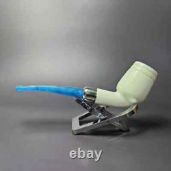 MBSD Meerschaum Silver Smooth Cutty with Case Block Meerschaum Pipe, New