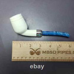 MBSD Meerschaum Silver Smooth Cutty with Case Block Meerschaum Pipe, New
