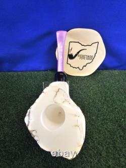 MBSD Natural Classic Block Meerschaum Pipe Smooth Bent Acrylic Army Stem