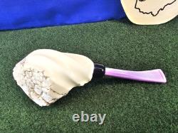 MBSD Natural Classic Block Meerschaum Pipe Smooth Bent Acrylic Army Stem