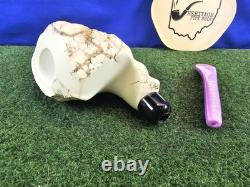 MBSD Natural Classic Block Meerschaum Pipe Smooth Bent Acrylic Army Stem