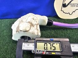 MBSD Natural Classic Block Meerschaum Pipe Smooth Bent Acrylic Army Stem