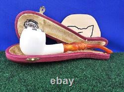 MBSD Sterling Silver Capped Rim Apple Block Meerschaum Pipe, Fitted Case