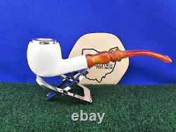 MBSD Sterling Silver Capped Rim Apple Block Meerschaum Pipe, Fitted Case