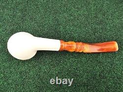 MBSD Sterling Silver Capped Rim Apple Block Meerschaum Pipe, Fitted Case