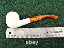 MBSD Sterling Silver Capped Rim Apple Block Meerschaum Pipe, Fitted Case