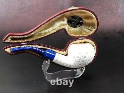 MUHSIN Lattice Tomato PIPE-BLOCK MEERSCHAUM-NEW-HAND CARVED With Case#1126